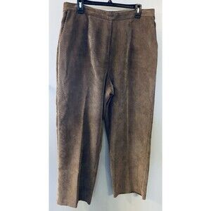 Alfred Dunner Pull On Corduroy Pants Women 16W Plus Brown High Rise